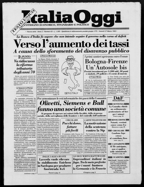 Italia oggi : quotidiano di economia finanza e politica